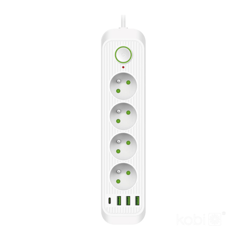 Przedłużacz KOBI CONNECTO 4-gniazda 5m z uziemieniem i wyłącznikiem + 4xUSB